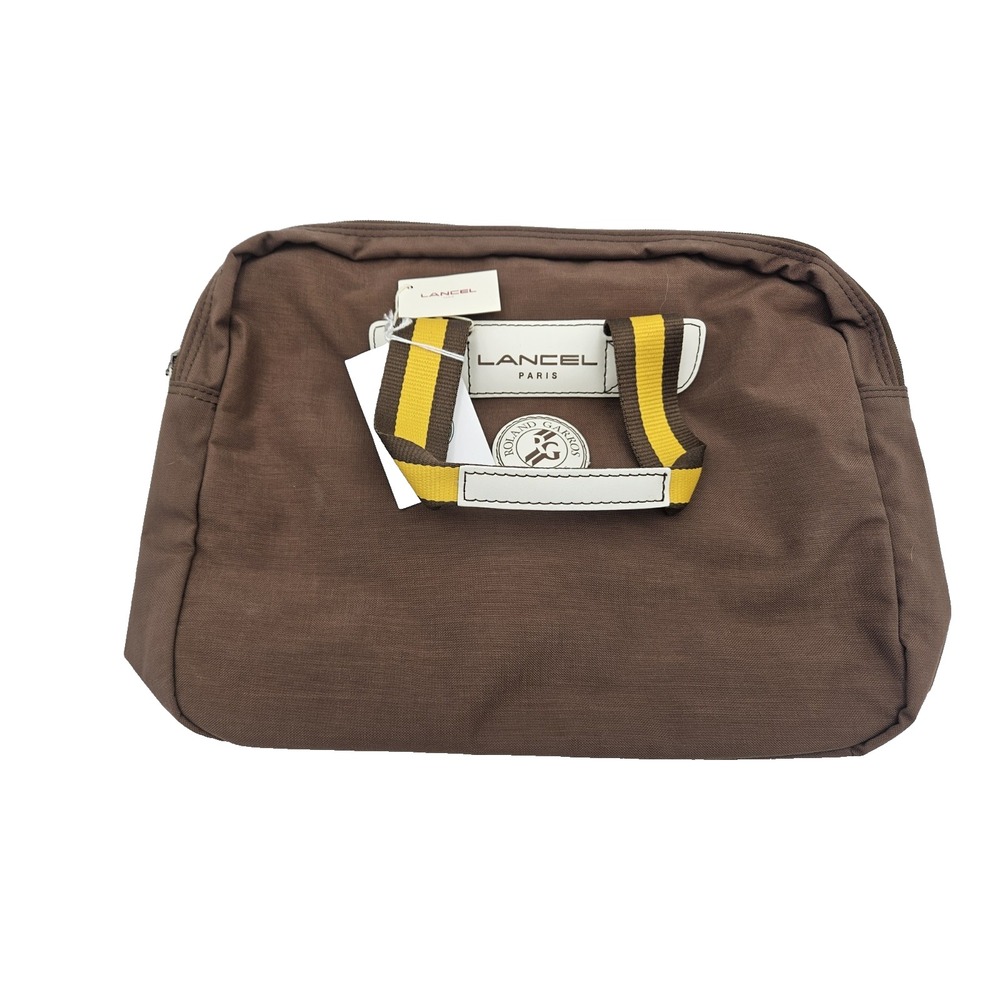 Lancel Paris Roland Garros‎ Brown Canvas Tote Light Document Holder Bag